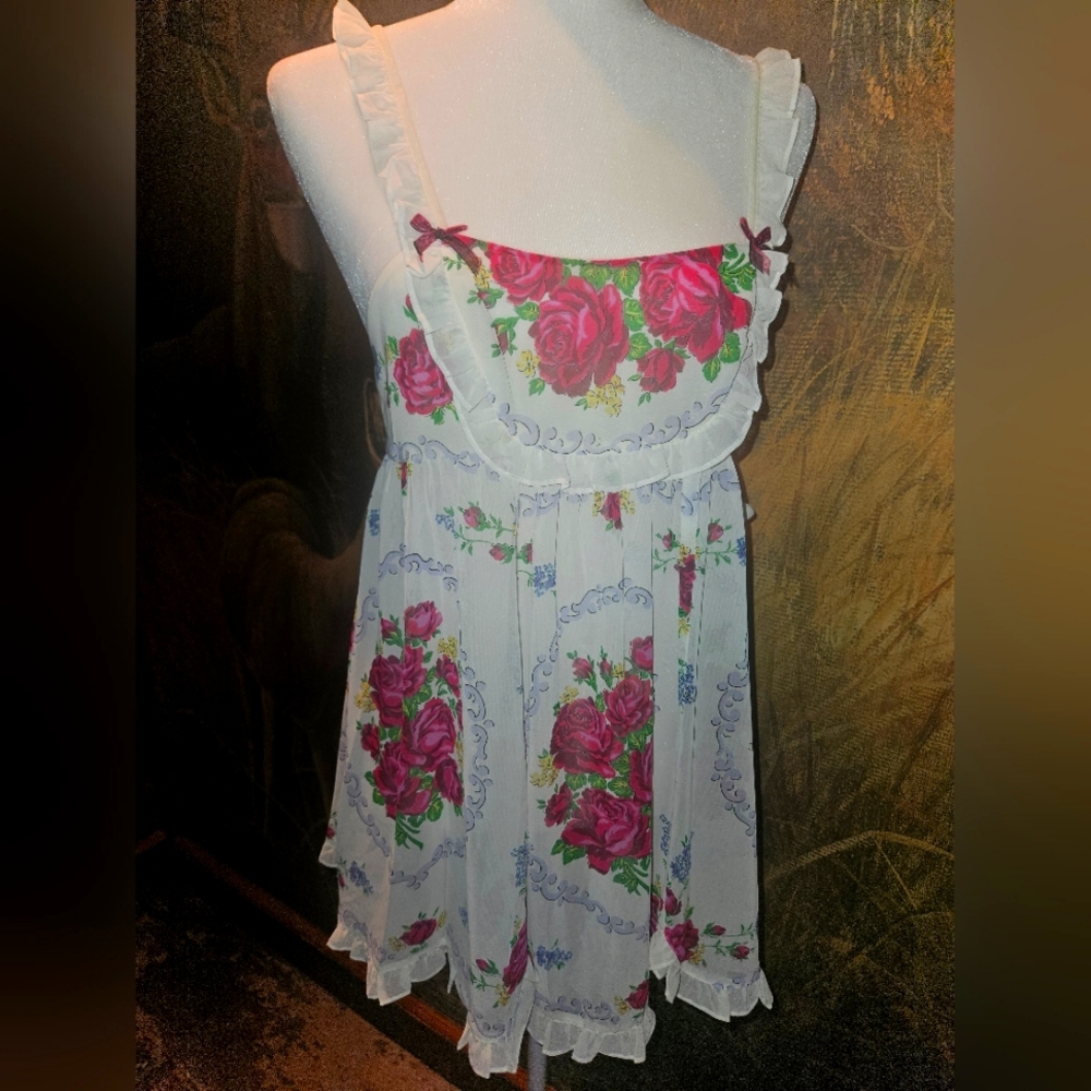 New Betsey Johnson Cami Nighty Intimates NWT S Ruffle Floral Set 2 pc. Sz Small